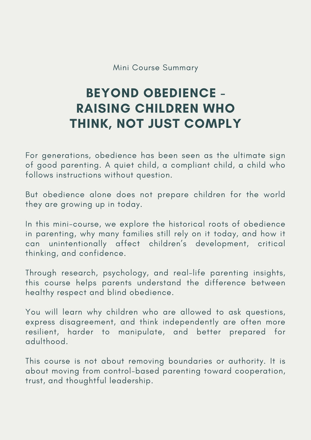 Forcing Obedience Is Dangerous